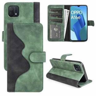 For OPPO A16e Stitching Horizontal Flip Leather Phone Case(Green)