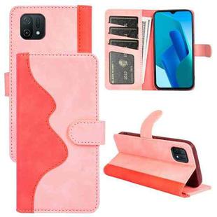 For OPPO A16e Stitching Horizontal Flip Leather Phone Case (Pink)