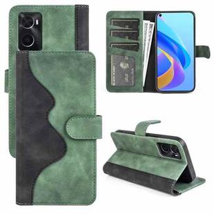 For OPPO A36 / A76 Stitching Horizontal Flip Leather Phone Case(Green)