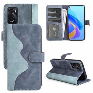 For OPPO A36 / A76 Stitching Horizontal Flip Leather Phone Case(Blue)