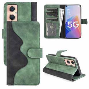 For OPPO A96 5G Stitching Horizontal Flip Leather Phone Case(Green)