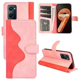 For OPPO Realme 9i Stitching Horizontal Flip Leather Phone Case (Pink)