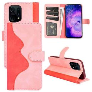For OPPO Find X5 Stitching Horizontal Flip Leather Phone Case (Pink)