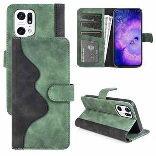 For OPPO Find X5 Pro Stitching Horizontal Flip Leather Phone Case(Green)