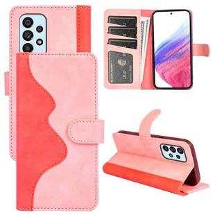 For Samsung Galaxy A53 5G Stitching Horizontal Flip Leather Phone Case (Pink)