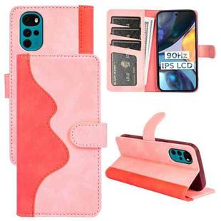 For Motorola Moto G22 4G Stitching Horizontal Flip Leather Phone Case(Pink)