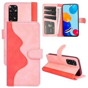 For Xiaomi Redmi Note 11 4G Global / Note 11S Stitching Horizontal Flip Leather Phone Case (Pink)