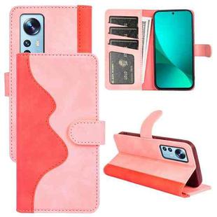 For Xiaomi 12 Stitching Horizontal Flip Leather Phone Case (Pink)