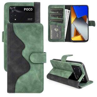 For Xiaomi Poco M4 Pro 4G Stitching Horizontal Flip Leather Phone Case(Green)