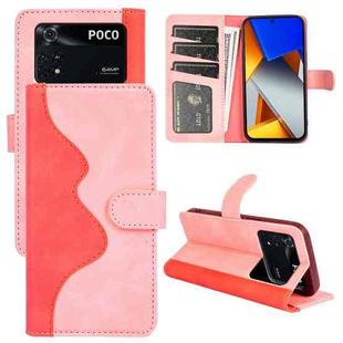 For Xiaomi Poco M4 Pro 4G Stitching Horizontal Flip Leather Phone Case (Pink)