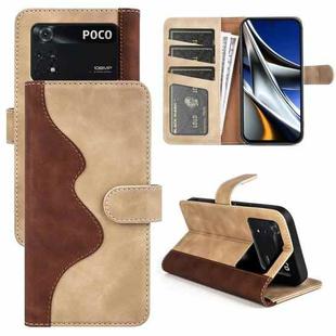 For Xiaomi Poco X4 Pro 5G Stitching Horizontal Flip Leather Phone Case(Yellow)