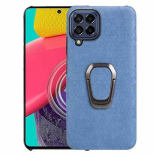 For Samsung Galaxy M53 Ring Holder Honeycomb PU Skin Phone Case(Light Blue)