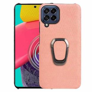 For Samsung Galaxy M53 Ring Holder Honeycomb PU Skin Phone Case(Pink)