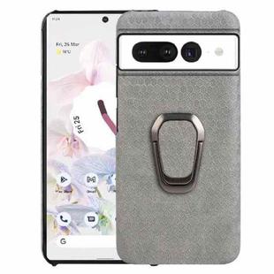 For Google Pixel 7 Pro Ring Holder Honeycomb PU Skin Phone Case(Grey)