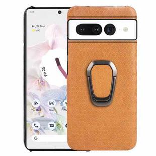 For Google Pixel 7 Pro Ring Holder Honeycomb PU Skin Phone Case(Orange)