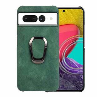 For Google Pixel 7 Ring Holder PU Phone Case(Dark Green)