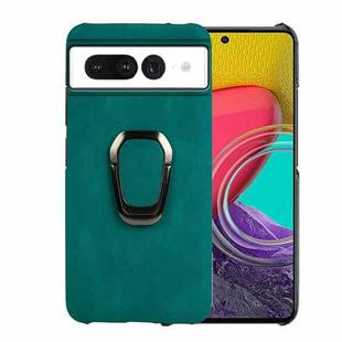 For Google Pixel 7 Pro Ring Holder PU Phone Case(Cyan)