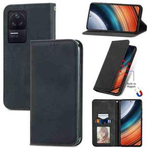 For Xiaomi Redmi K40S Retro Skin Feel Magnetic Leather Phone Case(Black)
