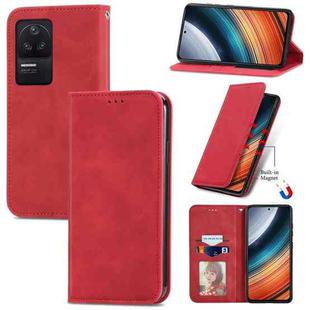 For Xiaomi Redmi K40S Retro Skin Feel Magnetic Leather Phone Case(Red)