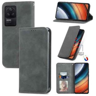 For Xiaomi Redmi K40S Retro Skin Feel Magnetic Leather Phone Case(Gray)