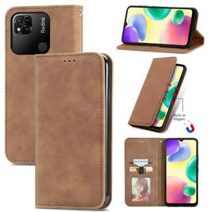 For Xiaomi Redmi 10A Retro Skin Feel Magnetic Leather Phone Case(Brown)
