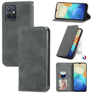 For vivo Y55 5G Retro Skin Feel Magnetic Leather Phone Case(Gray)