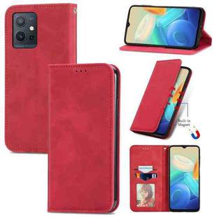 For vivo Y55 5G Retro Skin Feel Magnetic Leather Phone Case(Red)