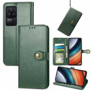 For Xiaomi Redmi K40S Retro Solid Color Buckle Leather Phone Case(Green)