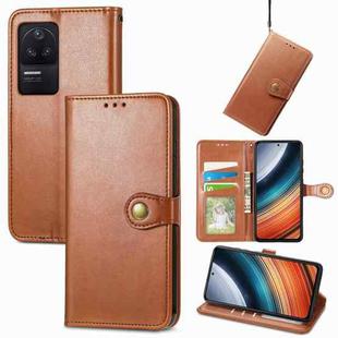 For Xiaomi Redmi K40S Retro Solid Color Buckle Leather Phone Case(Brown)