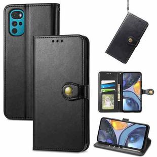 For Motorola Moto G22 Retro Solid Color Buckle Leather Phone Case(Black)