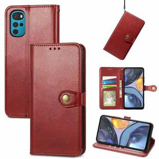 For Motorola Moto G22 Retro Solid Color Buckle Leather Phone Case(Red)