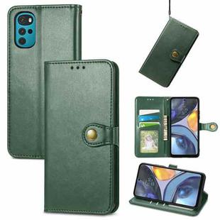 For Motorola Moto G22 Retro Solid Color Buckle Leather Phone Case(Green)