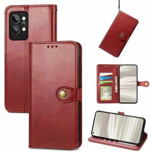 For OPPO Realme GT2 Pro Retro Solid Color Buckle Leather Phone Case(Red)