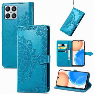 For Honor X8 Mandala Flower Embossed Horizontal Flip Leather Phone Case(Blue)