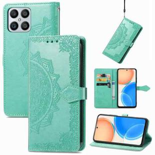 For Honor X8 Mandala Flower Embossed Horizontal Flip Leather Phone Case(Green)