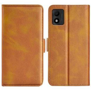 For TCL 303 Dual-side Magnetic Buckle Horizontal Flip Leather Phone Case(Yellow)