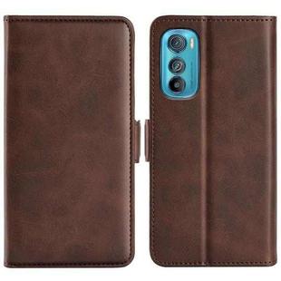 For Motorola Moto Edge 30 5G Dual-side Magnetic Buckle Horizontal Flip Leather Phone Case(Brown)