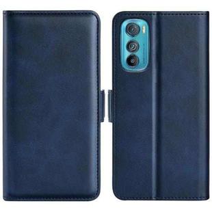 For Motorola Moto Edge 30 5G Dual-side Magnetic Buckle Horizontal Flip Leather Phone Case(Dark Blue)