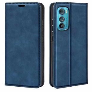 For Motorola Moto Edge 30 5G Retro-skin Magnetic Suction Leather Phone Case(Dark Blue)