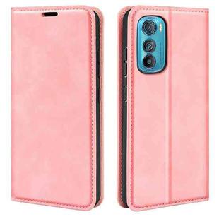 For Motorola Moto Edge 30 5G Retro-skin Magnetic Suction Leather Phone Case(Pink)