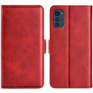 For Motorola Moto E32 4G Dual-side Magnetic Buckle Horizontal Flip Leather Phone Case(Red)