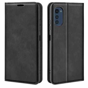 For Motorola Moto E32 4G Retro-skin  Magnetic Suction Leather Phone Case(Black)