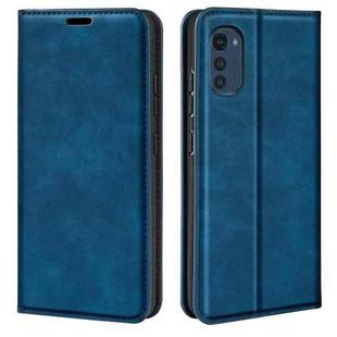 For Motorola Moto E32 4G Retro-skin  Magnetic Suction Leather Phone Case(Dark Blue)