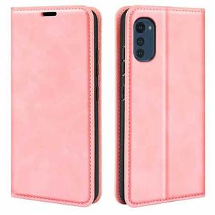 For Motorola Moto E32 4G Retro-skin  Magnetic Suction Leather Phone Case(Pink)