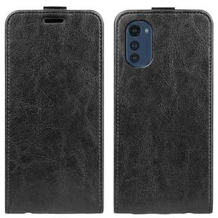 For Motorola Moto E32 4G R64 Texture Single Vertical Flip Leather Phone Case(Black)