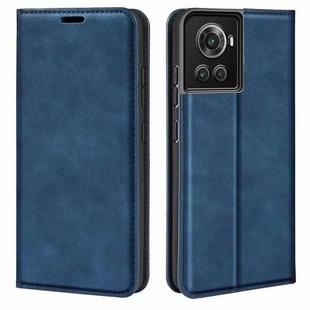 For OnePlus Ace / 10R Retro-skin Magnetic Suction Leather Phone Case(Dark Blue)