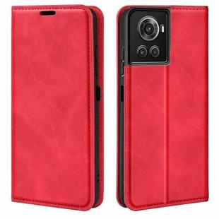 For OnePlus Ace / 10R Retro-skin Magnetic Suction Leather Phone Case(Red)