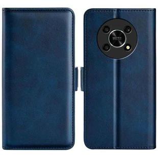 For Honor X30 / Magic 4 Lite Dual-side Magnetic Buckle Horizontal Flip Leather Phone Case(Dark Blue)