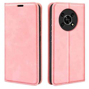 For Honor X30 / Magic 4 Lite Retro-skin Magnetic Suction Leather Phone Case(Pink)