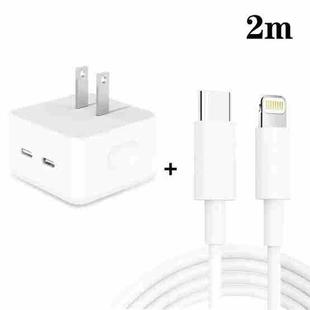 SDC-40W Dual PD USB-C / Type-C Ports Charger with 2m Type-C to 8 Pin Data Cable, US Plug